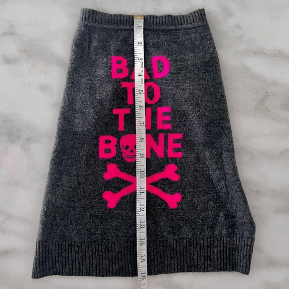 360Cashmere Bad to the Bone Dog Sweater - Pink & Charcoal, Medium - Picture 7 of 11